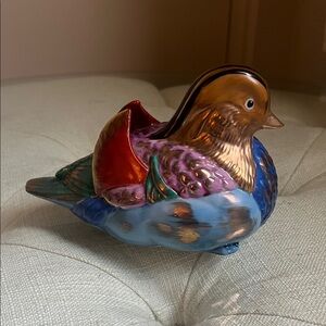 Vintage Japanese Kutani Mandarin Duck Intricately Hand Painted Gold Gilding